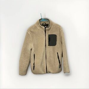 Zara Kids Fleece Jacket With Denim Beige